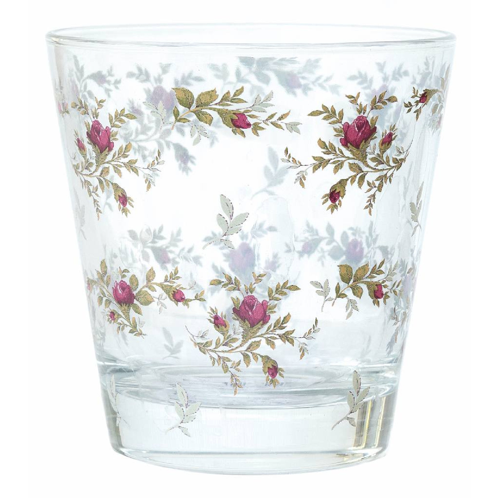 WATER GLASS WITH MOSS ROSE DECORATION A30165