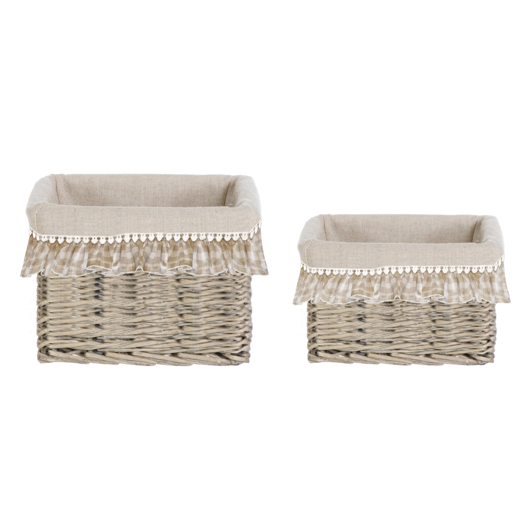 SET 2 BASKET WITH FRILL A31330