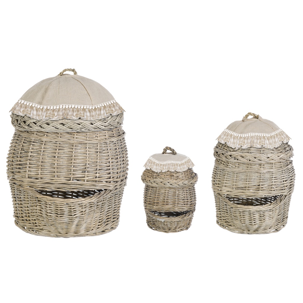 SET 3 BASKET WITH FRILL A31331