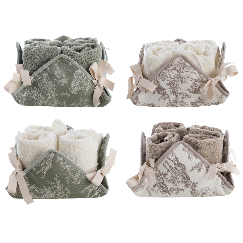 BASKET WITH 4 TOWELS ASS. A33738