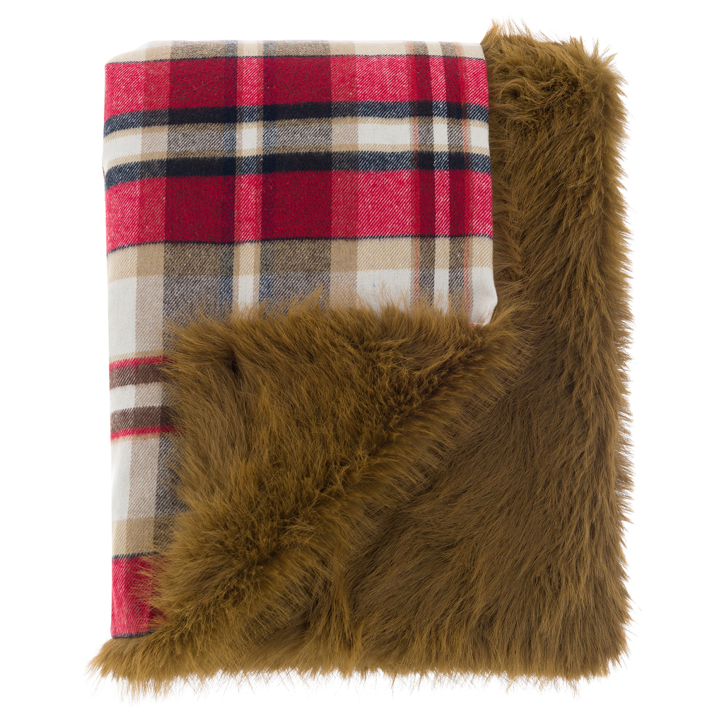 PLAID IMPRIME AVEC FOURRURE 500 GSM A35276