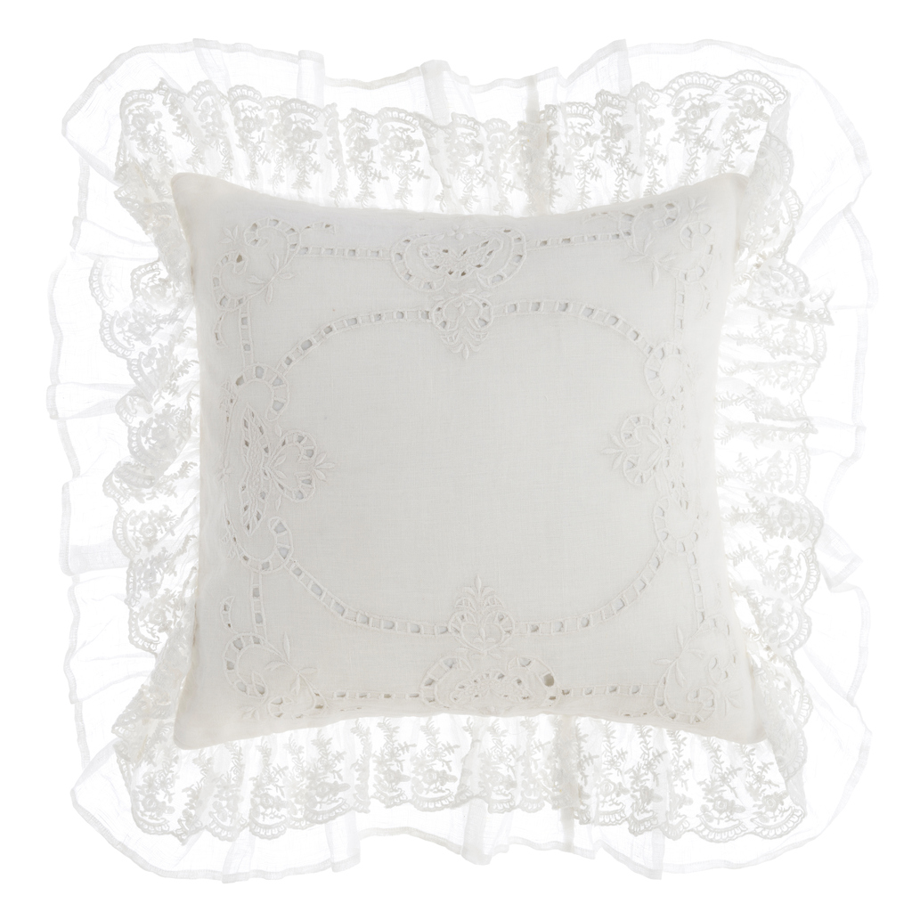 CUSHION EMBROIDERED WITH FRILLS A35288