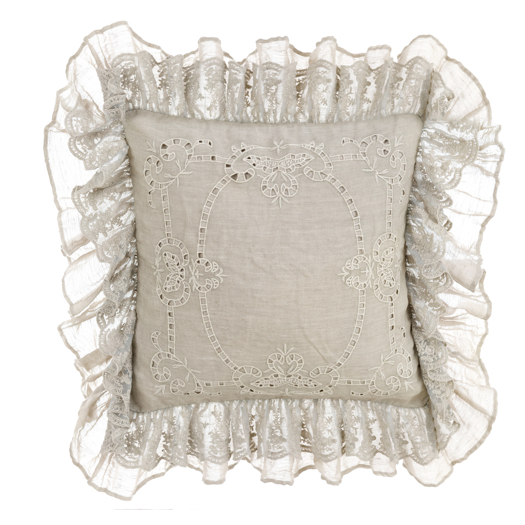CUSHION EMBROIDERED WITH FRILLS A3528999EC