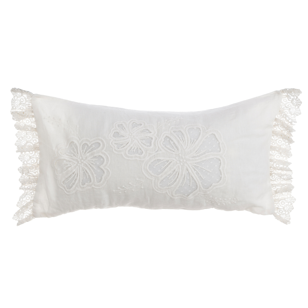 CUSHION EMBROIDERED WITH LACY FRILL A35293