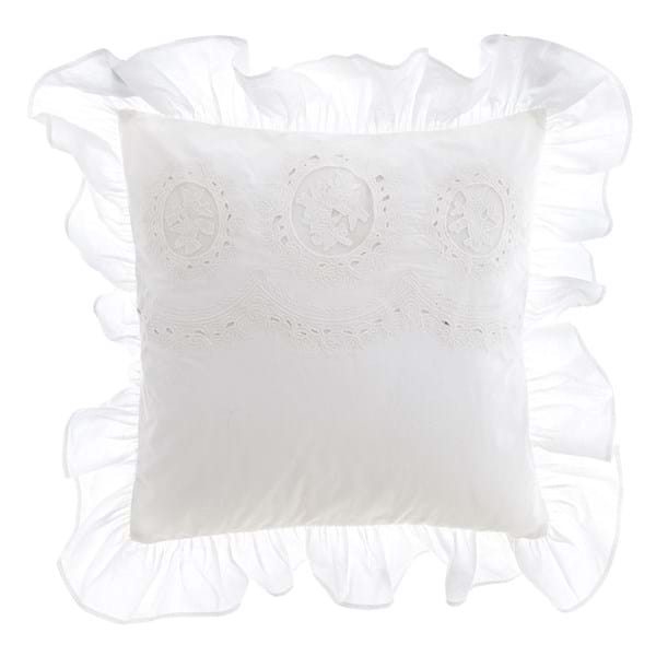 EMBRODERED CUSHION  WITH FRILLS A36062