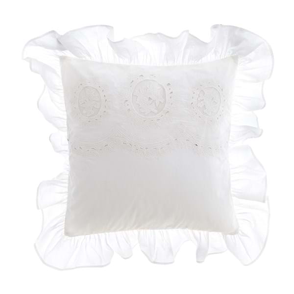 EMBRODERED CUSHION  WITH FRILLS A36063
