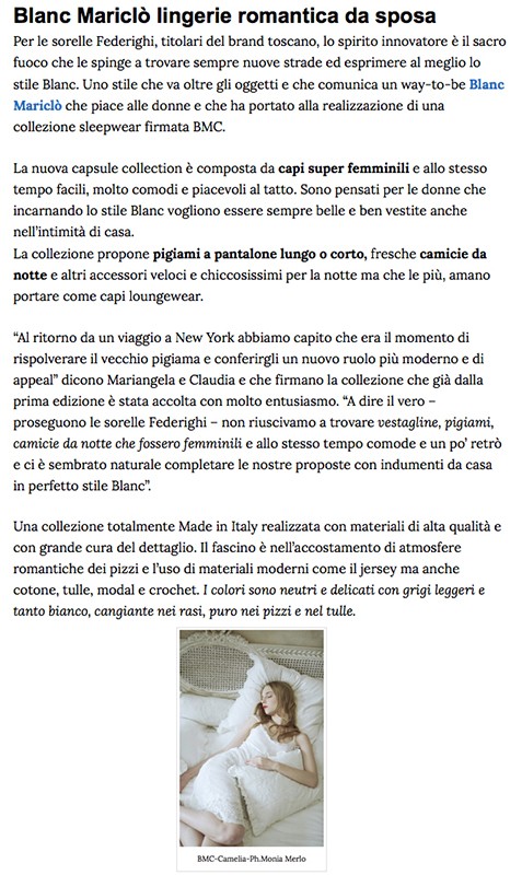 Sposa Mania - of July 2015  | Blanc Mariclò UK Site