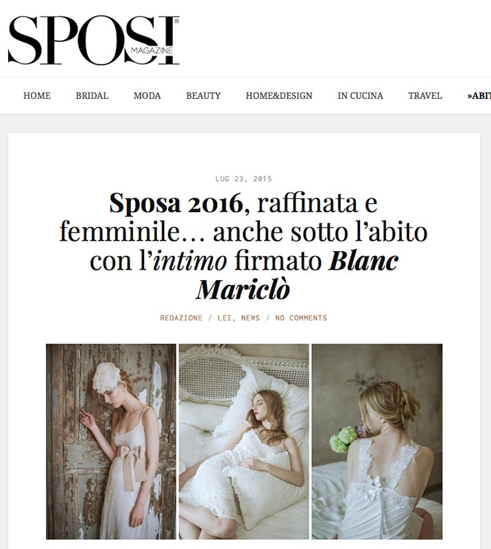 Sposi Magazine - July 2015  | Blanc Mariclò UK Site